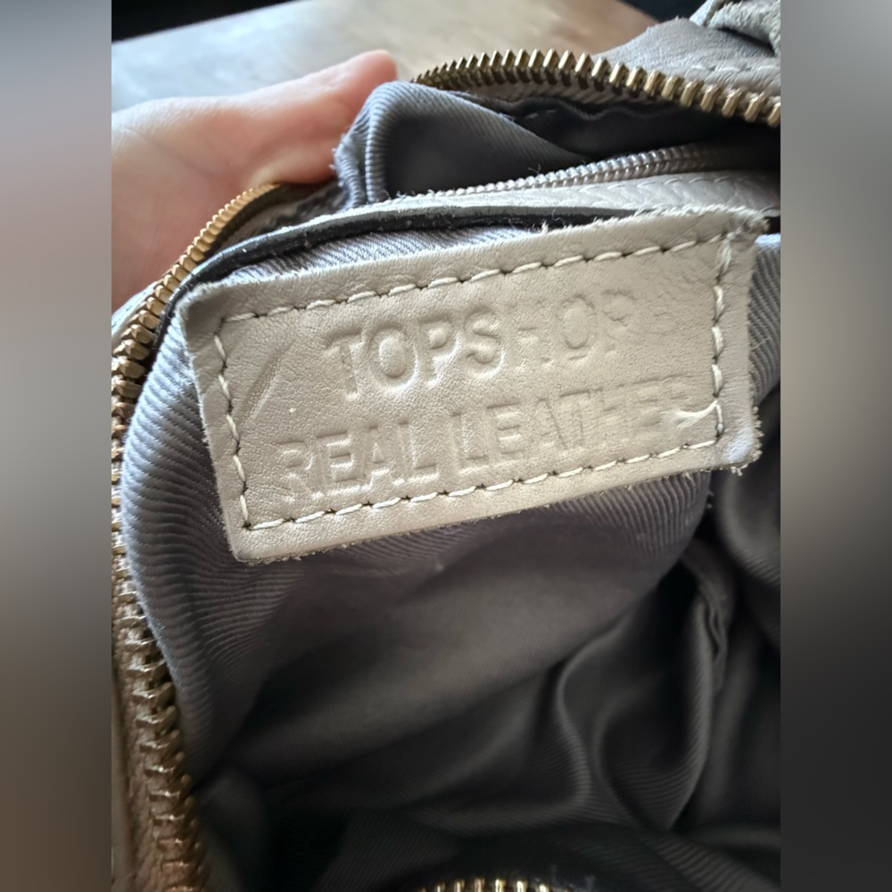 Top Shop Real Leather Elegant greyish/ Tan Woven large Shoulder Bag - Picture 7 of 9